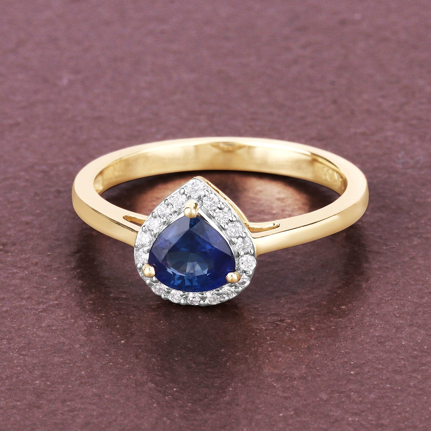 0.73 Carat Genuine Blue Sapphire and White Diamond 14K Yellow Gold Ring Bids.com
