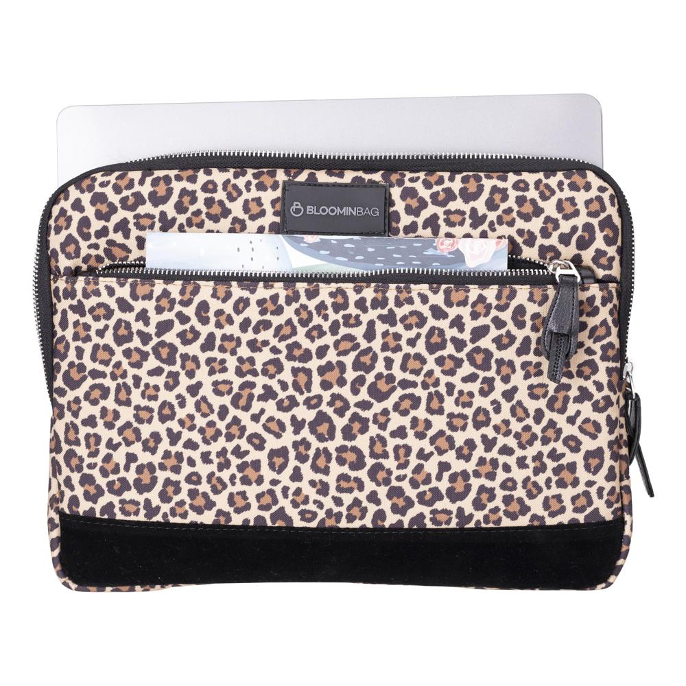 Earthy Leopard 14 inch Laptop / MacBook Sleeve Mizuri Leather
