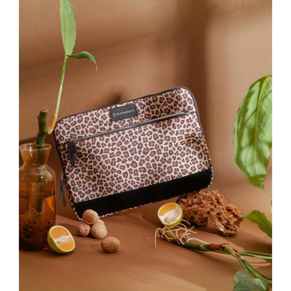 Earthy Leopard 14 inch Laptop / MacBook Sleeve Mizuri Leather