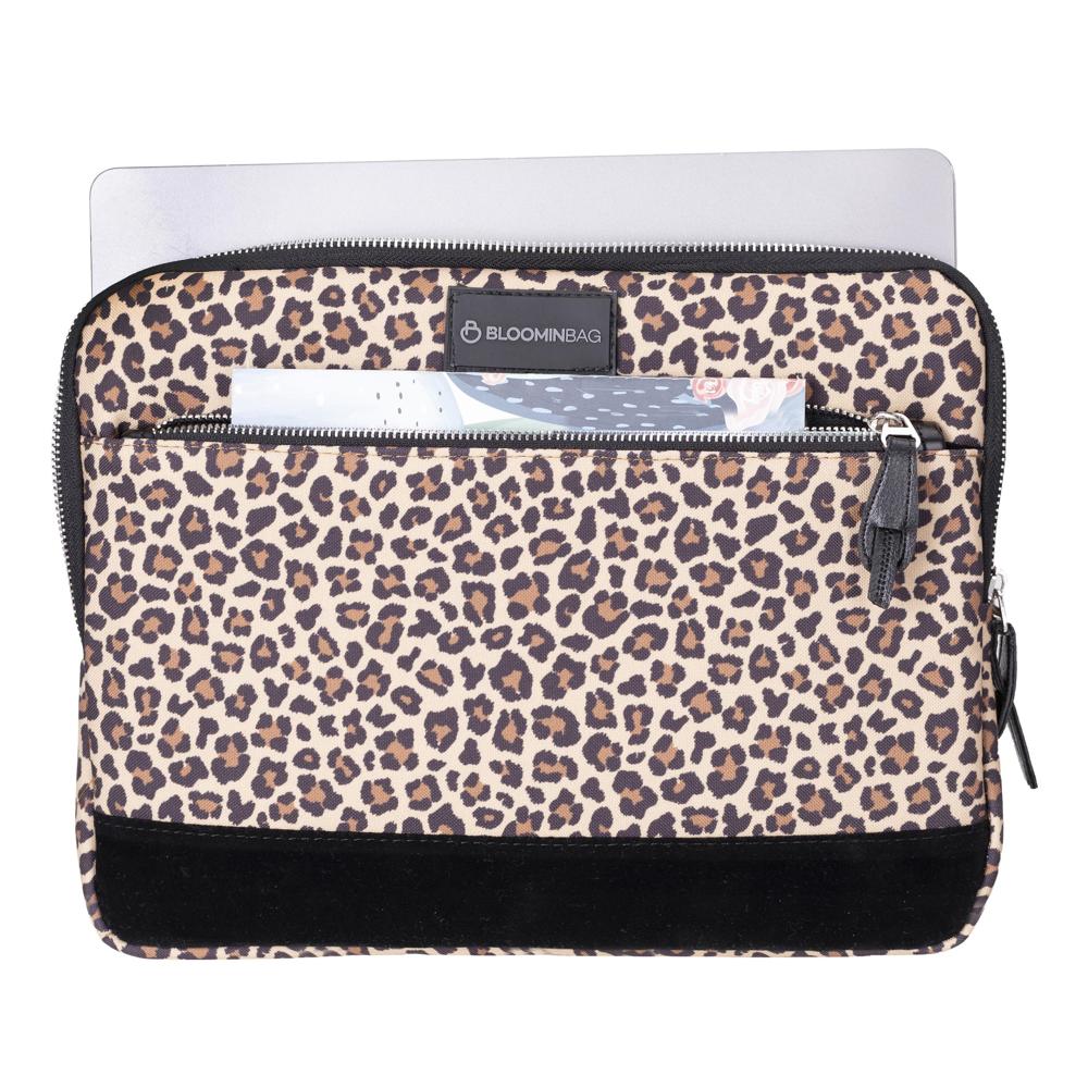 Earthy Leopard 15-16 inch Laptop / MacBook Sleeve Mizuri Leather