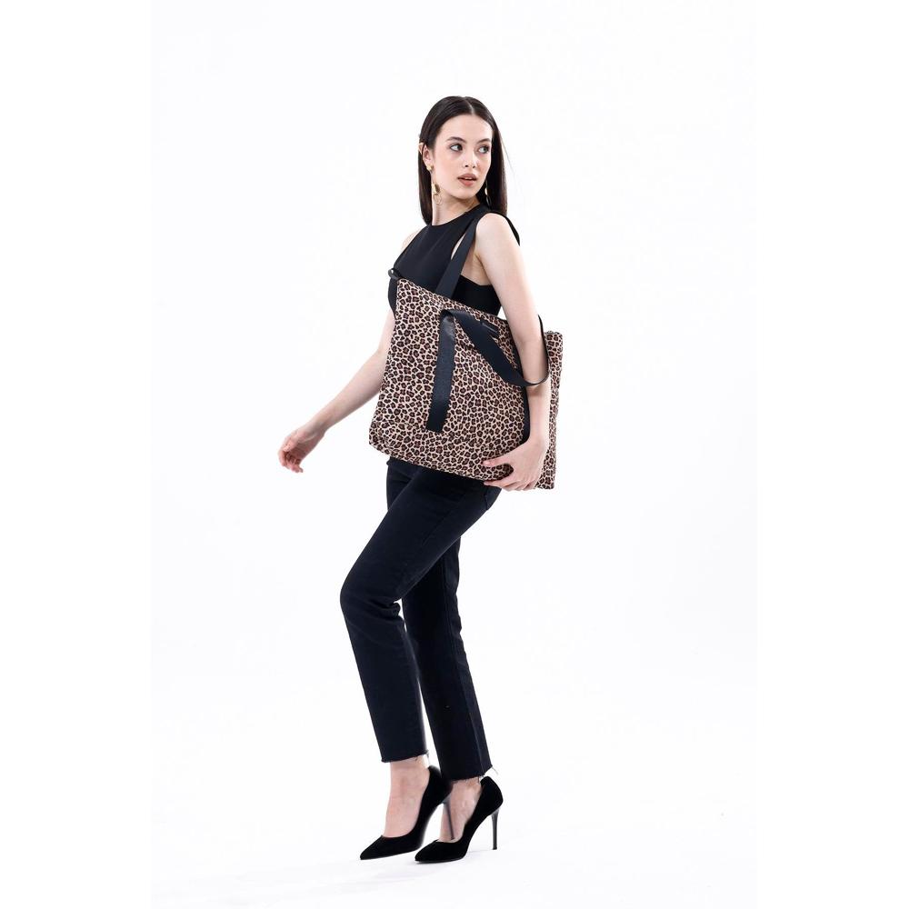 Earthy Leopard Tote Bag Mizuri Leather