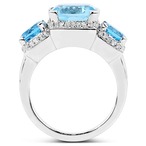 4.40 Carat Blue Topaz Ring with 2.70 Carat Multi-Gems in Sterling Silver Bids.com