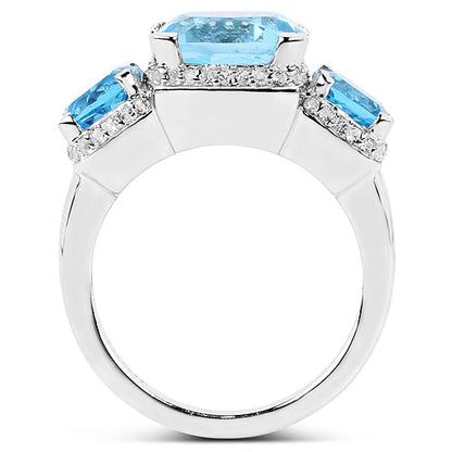4.40 Carat Blue Topaz Ring with 2.70 Carat Multi-Gems in Sterling Silver Bids.com