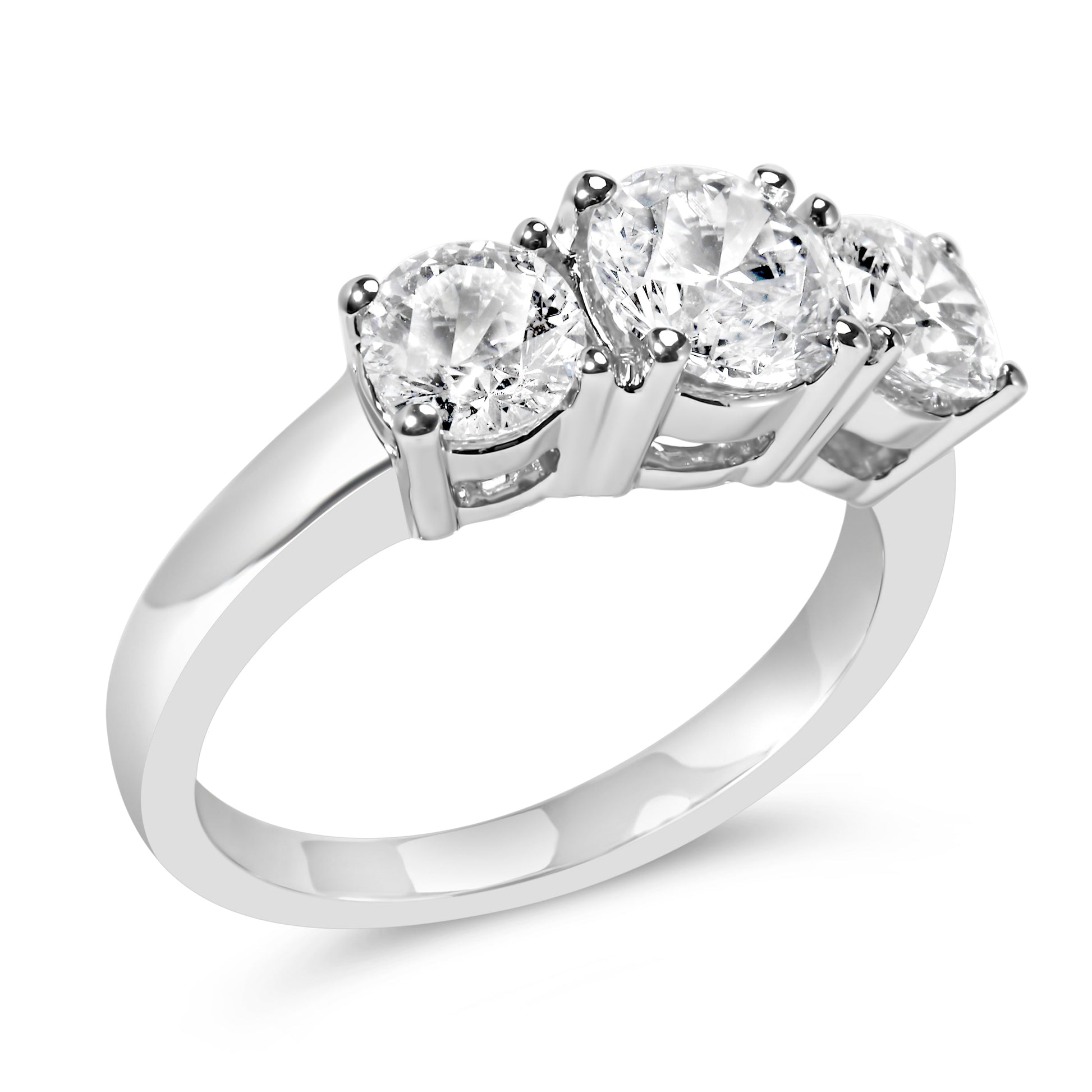14K White Gold 2.00 Cttw Lab Grown Diamond 3 Stone Ring Band (F-G Color, VS1-VS2 Clarity) - Ring Size 7 Bids.com