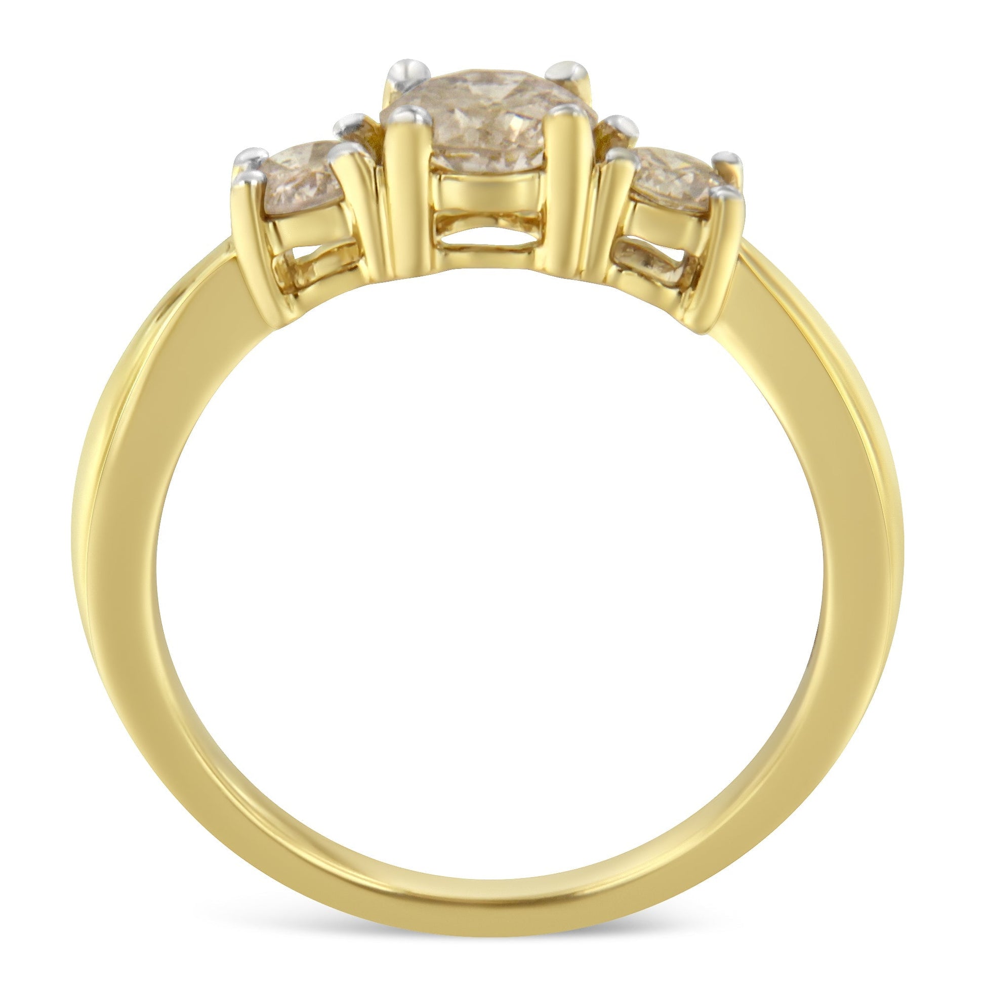 10K Yellow Gold Three Stone Diamond Band Ring (1.00 cttw, J-K Color, I2-I3 Clarity) Bids.com