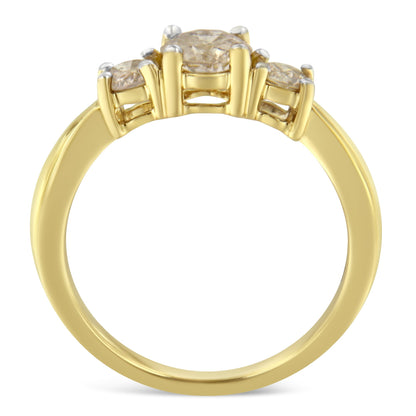 10K Yellow Gold Three Stone Diamond Band Ring (1.00 cttw, J-K Color, I2-I3 Clarity) Bids.com