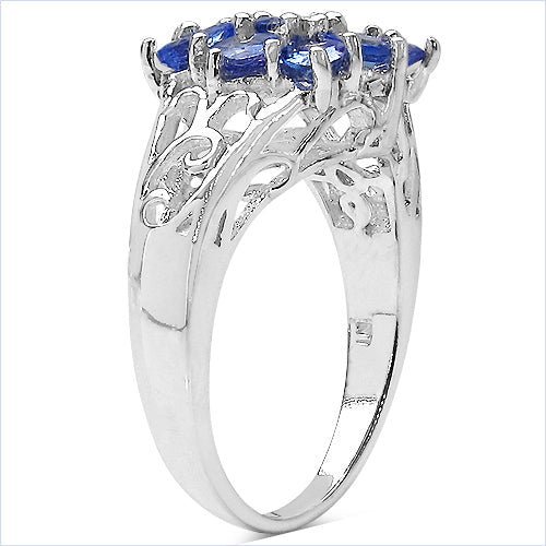 1.65 Carat Genuine Tanzanite .925 Sterling Silver Ring Bids.com