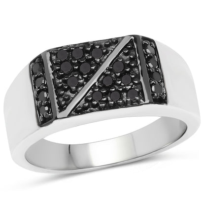 0.35 Carat Genuine Black Diamond .925 Sterling Silver Ring Bids.com