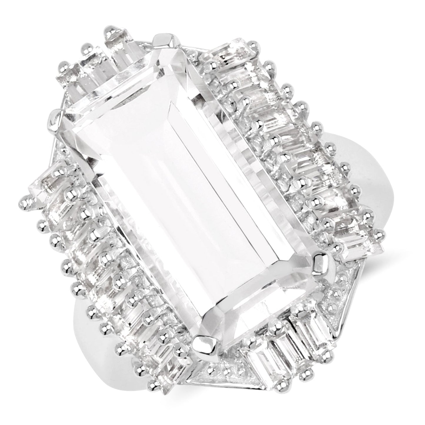 9.77 Carat Genuine Crystal Quartz & White Topaz .925 Sterling Silver Ring Bids.com