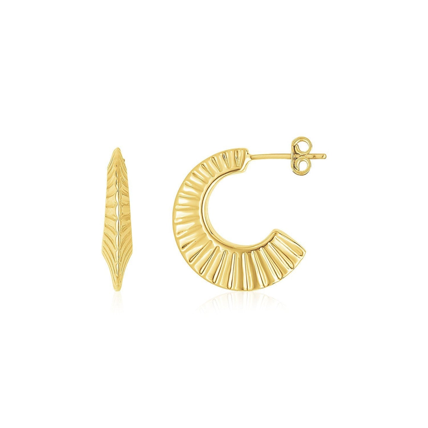 14K Yellow Gold Graduated Scalloped Pointed Half Hoops Bids.com