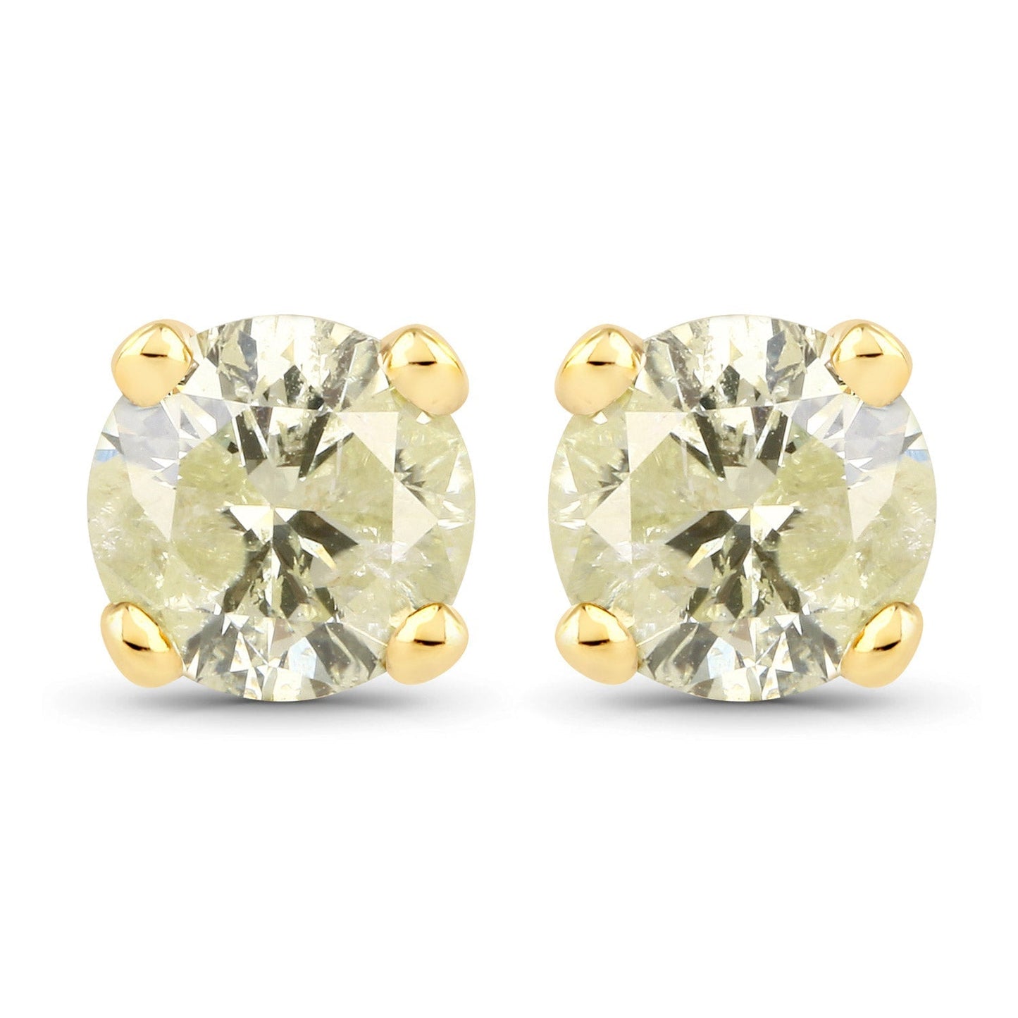 0.95 Carat Genuine LB Diamond 14K Yellow Gold Earrings Bids.com