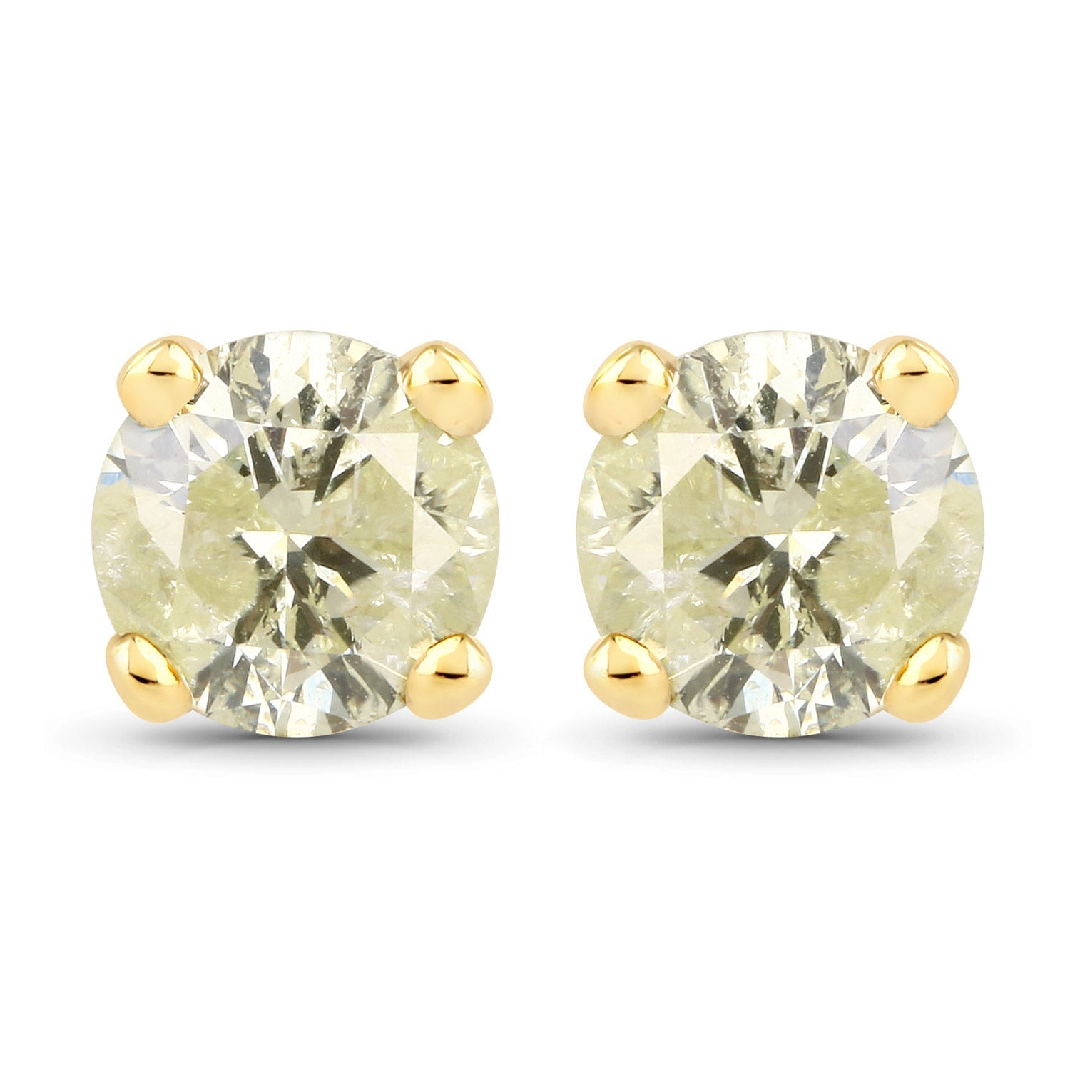 0.95 Carat Genuine LB Diamond 14K Yellow Gold Earrings Bids.com