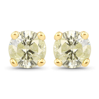0.95 Carat Genuine LB Diamond 14K Yellow Gold Earrings Bids.com