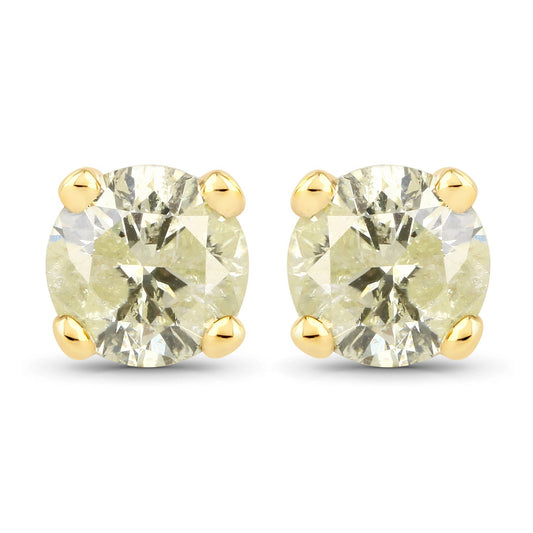 0.95 Carat Genuine LB Diamond 14K Yellow Gold Earrings Bids.com