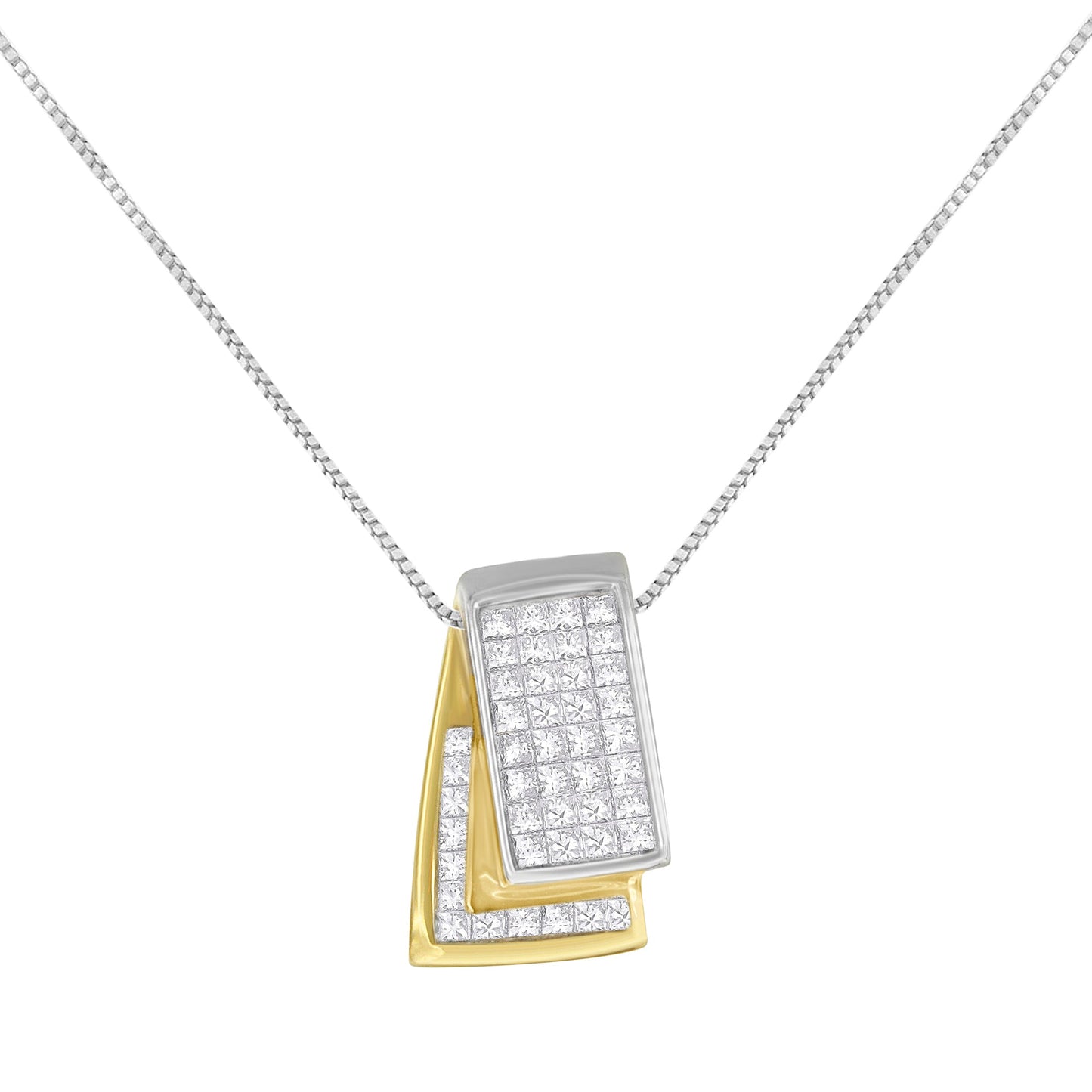 14KT White Gold Diamond Box Pendant Necklace (1 cttw, H-I Color, SI2-I1 Clarity) Bids.com
