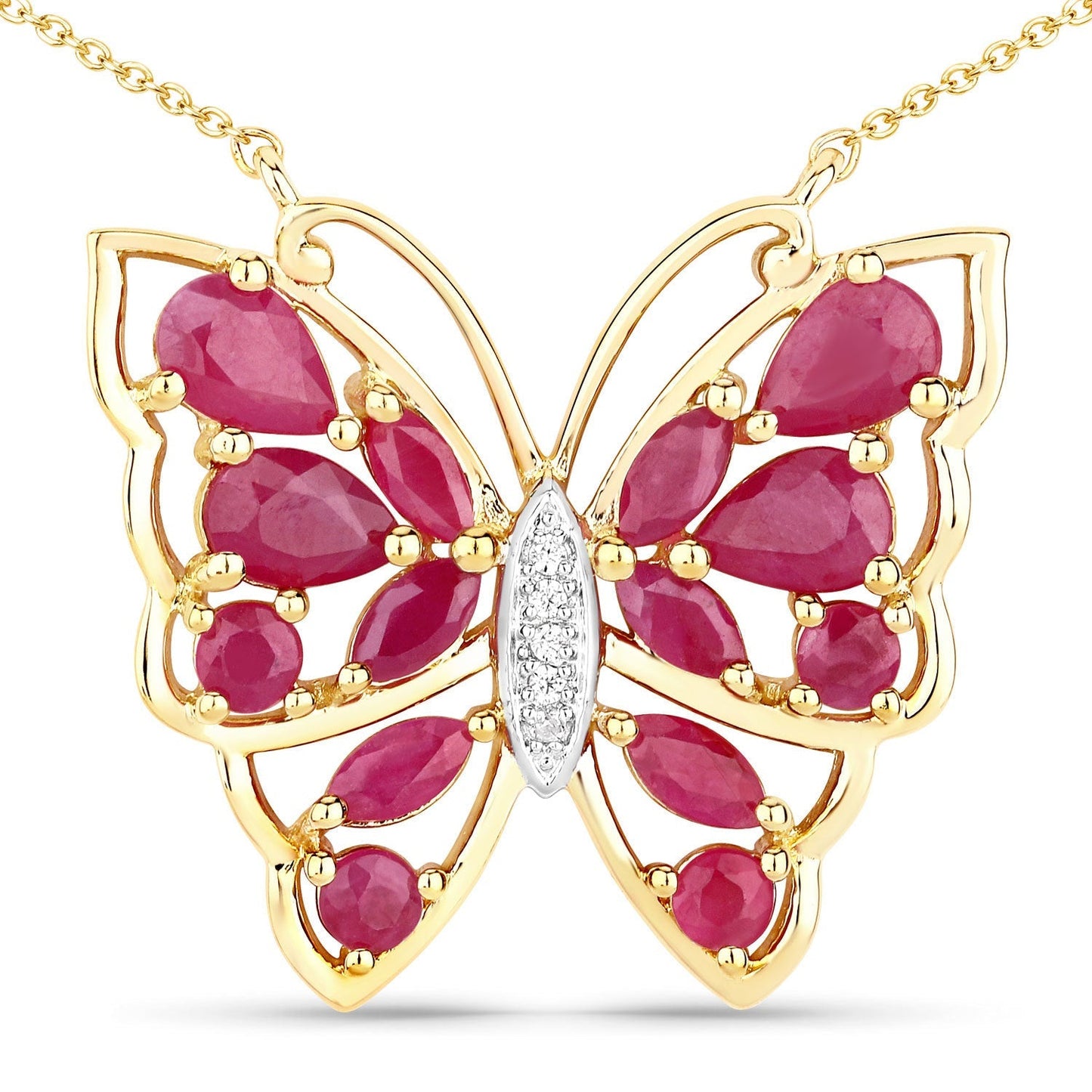 2.88 Carat Genuine Ruby and White Zircon .925 Sterling Silver Necklace Bids.com