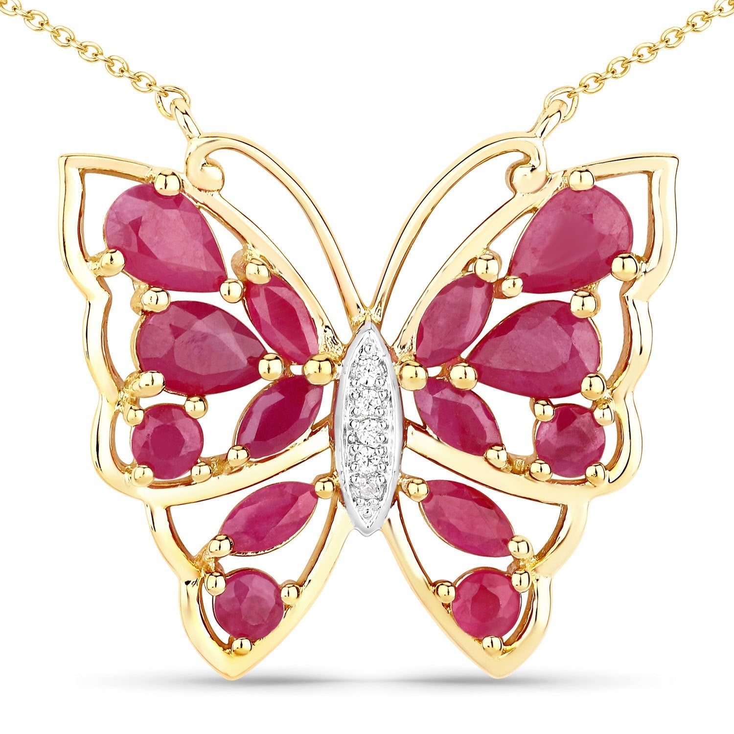 2.88 Carat Genuine Ruby and White Zircon .925 Sterling Silver Necklace Bids.com