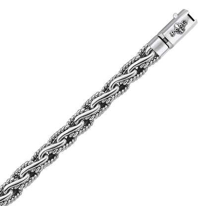 Oxidized Sterling Silver Men's Chain Bracelet in a Cable Motif Bids.com