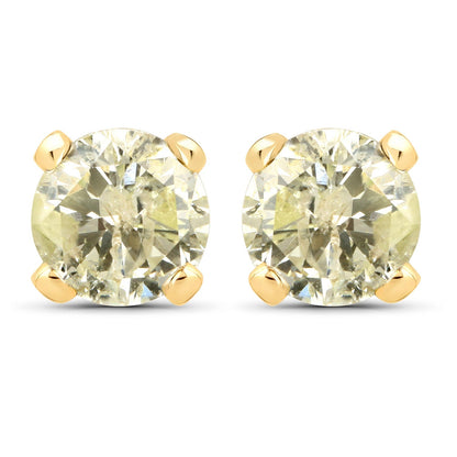 1.02 Carat Genuine LB Diamond 14K Yellow Gold Earrings Bids.com