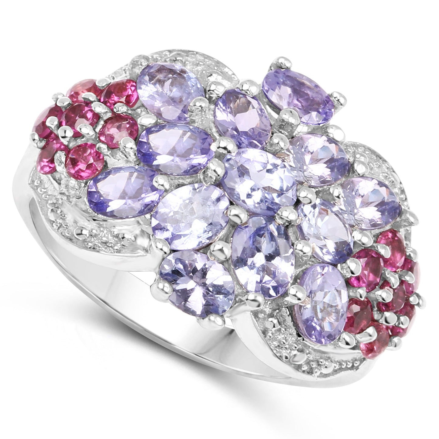 2.91 Carat Genuine Tanzanite and Rhodolite .925 Sterling Silver Ring Bids.com
