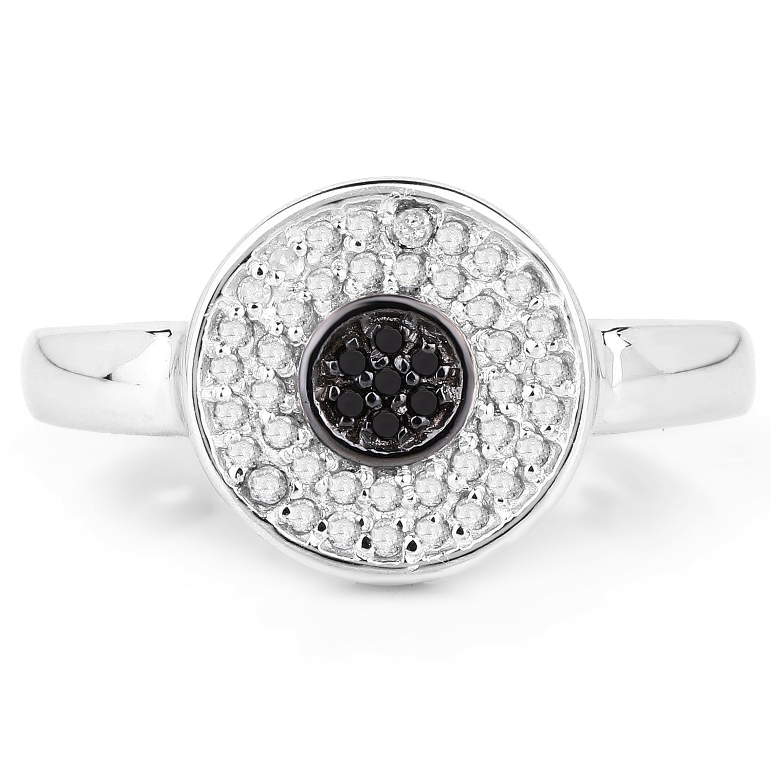 0.20 Carat Genuine Black Diamond and White Diamond .925 Sterling Silver Ring Bids.com
