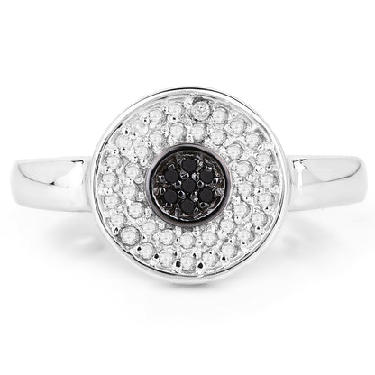 0.20 Carat Genuine Black Diamond and White Diamond .925 Sterling Silver Ring Bids.com