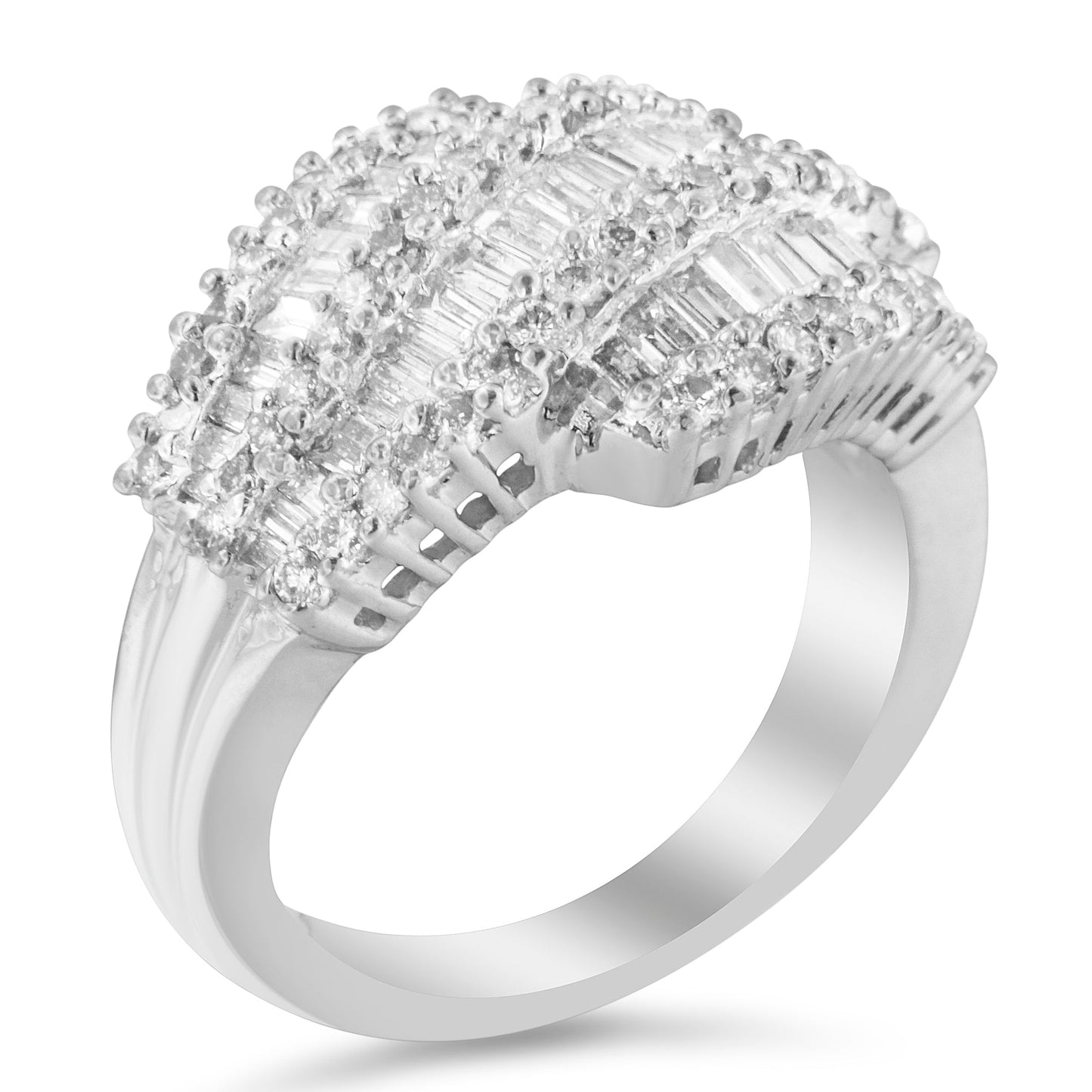 14K White Gold Diamond Cocktail Ring Band (1 3/4 Cttw, H-I Color, SI2-I1 Clarity) - Size 6-1/2 Bids.com