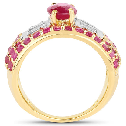 4.23 Carat Glass Filled Ruby and White Topaz .925 Sterling Silver Ring Bids.com