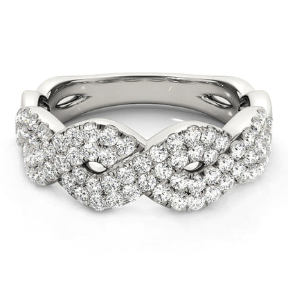 Diamond Studded Interlocking Waves Ring in 14k White Gold (5/8 cttw) Bids.com