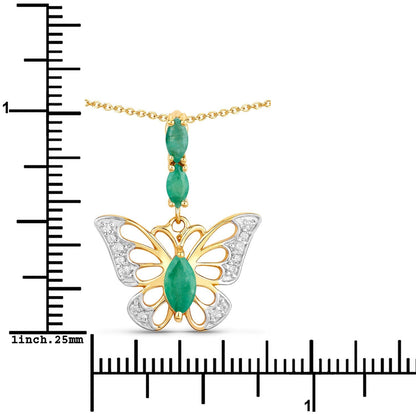 0.72 Carat Genuine Emerald and White Zircon .925 Sterling Silver Pendant Bids.com