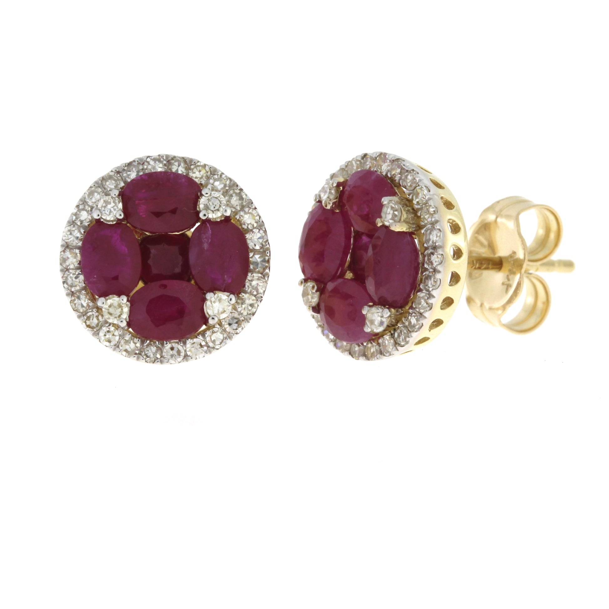 1.46ct Ruby Diamond Stud Earrings 14KT Yellow Gold Bids.com