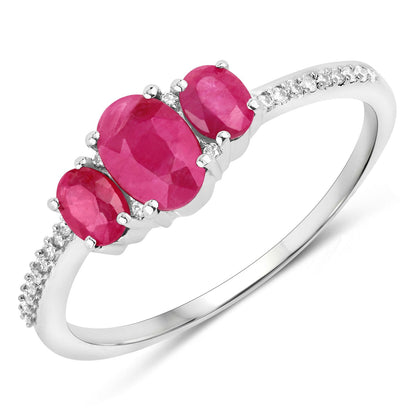 1.02 Carat Genuine Ruby and White Diamond 14K White Gold Ring Bids.com
