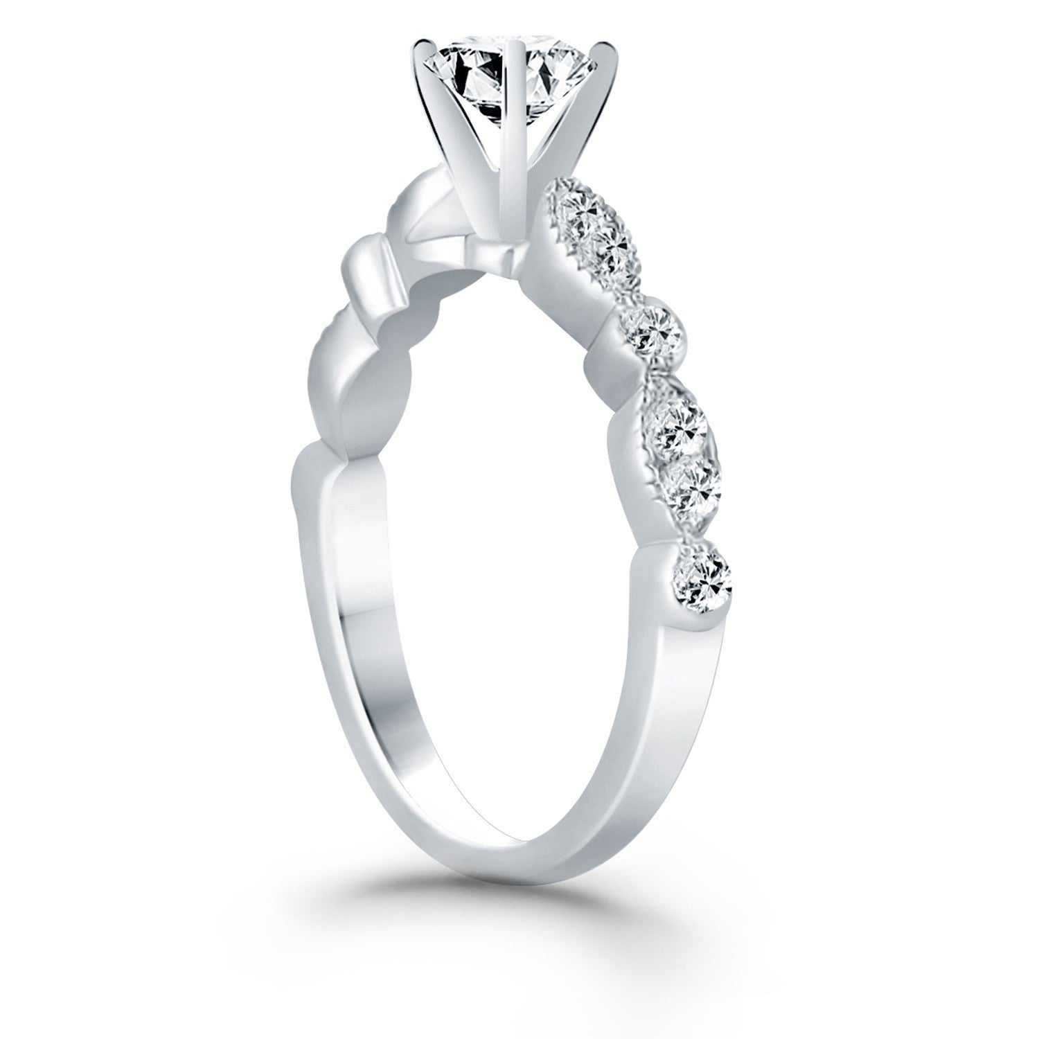 14k White Gold Fancy Shaped Diamond Engagement Ring Bids.com