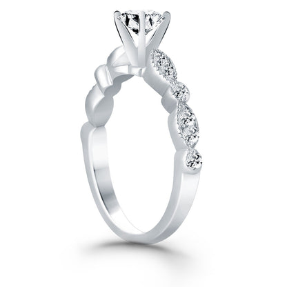 14k White Gold Fancy Shaped Diamond Engagement Ring Bids.com