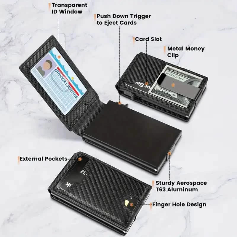 Minimalist Carbon Fiber Wallet for Men – Slim Bifold with Money Clip & RFID Protection DailySale
