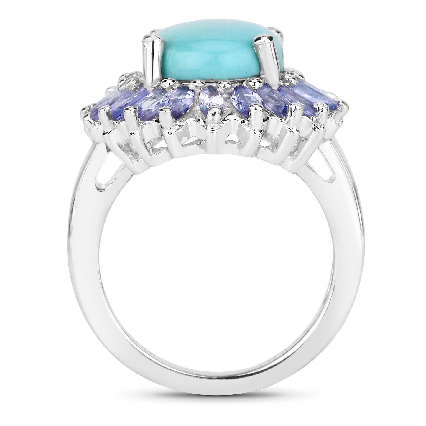 6.10 Carat Genuine Larimar and Tanzanite .925 Sterling Silver Ring Bids.com