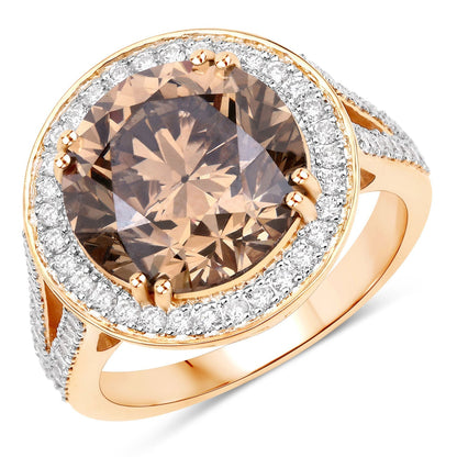 IGI Certified 7.07 Carat Genuine Brown Diamond Center and 0.64cttw White Diamond 18K Yellow Gold Ring (7.71cttw) Bids.com