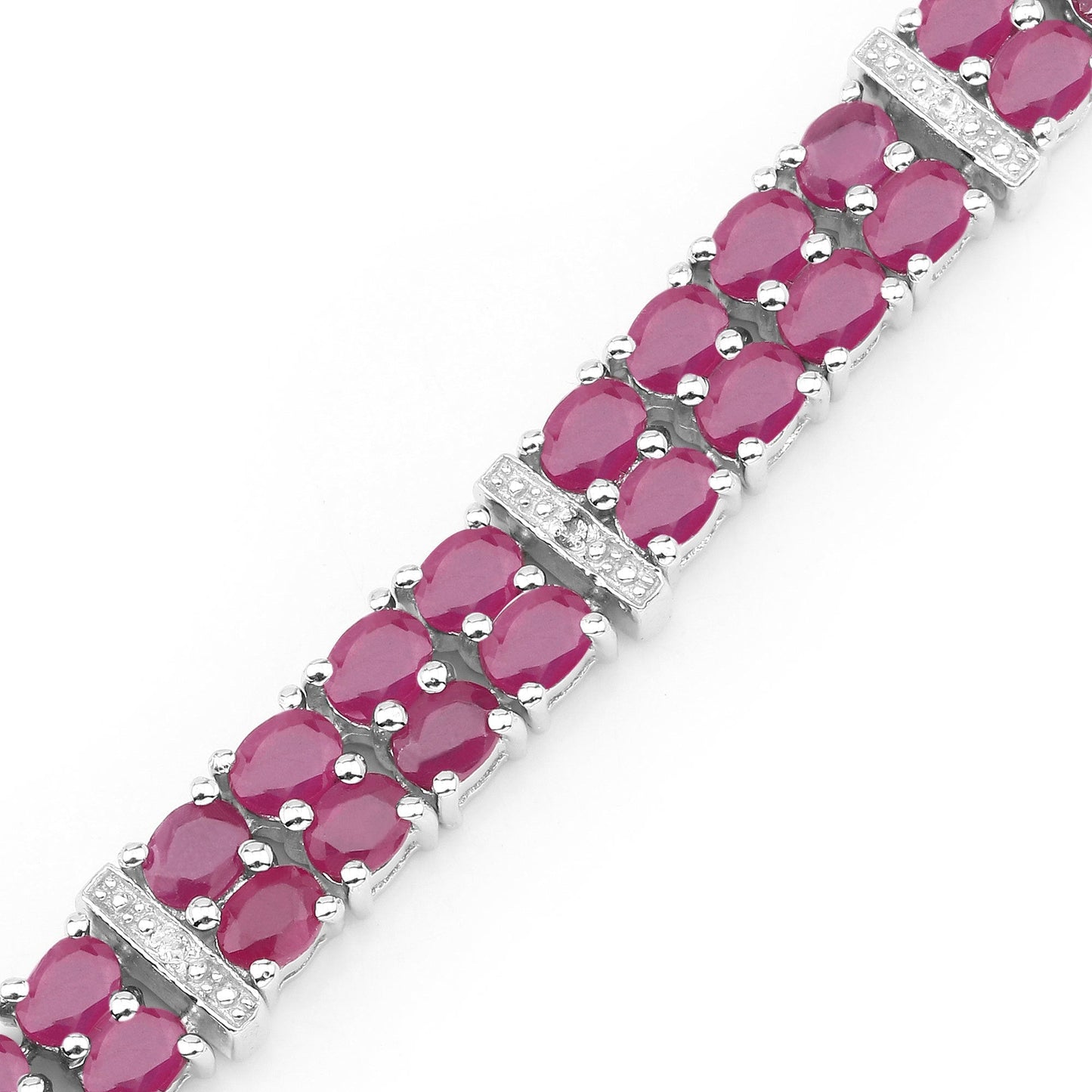 17.65 Carat Glass Filled Ruby and White Topaz .925 Sterling Silver Bracelet Bids.com