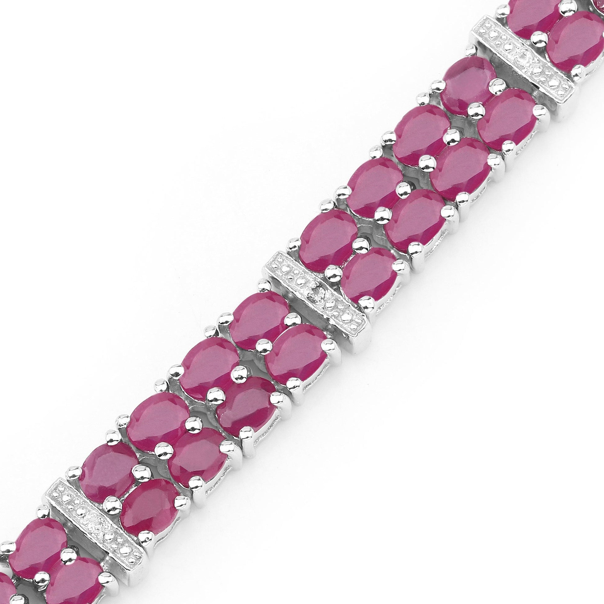 17.65 Carat Glass Filled Ruby and White Topaz .925 Sterling Silver Bracelet Bids.com
