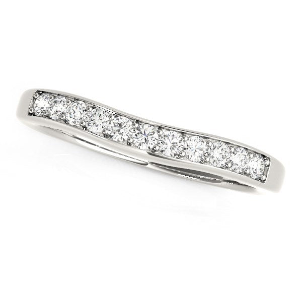14k White Gold Curved Diamond Wedding Band (1/4 cttw) Bids.com