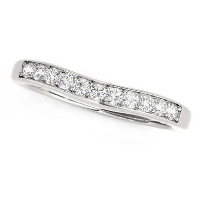 14k White Gold Curved Diamond Wedding Band (1/4 cttw) Bids.com