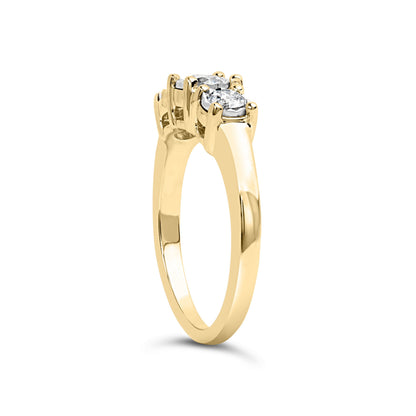 10K Yellow Gold 1/2 Cttw Miracle Set Round Diamond Three Stone Illusion Plate Ring (I-J Color, I2-I3 Clarity) - Size 7 Bids.com