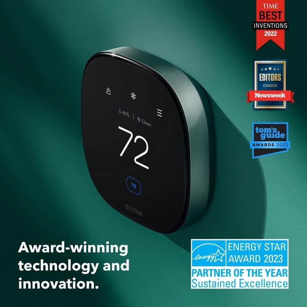 ecobee New Smart Thermostat Premium with Smart Sensor and Air Quality Monitor  (Refurbished) DailySale