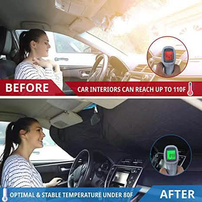 EcoNour Car Windshield Sun Shade with Storage Pouch DailySale