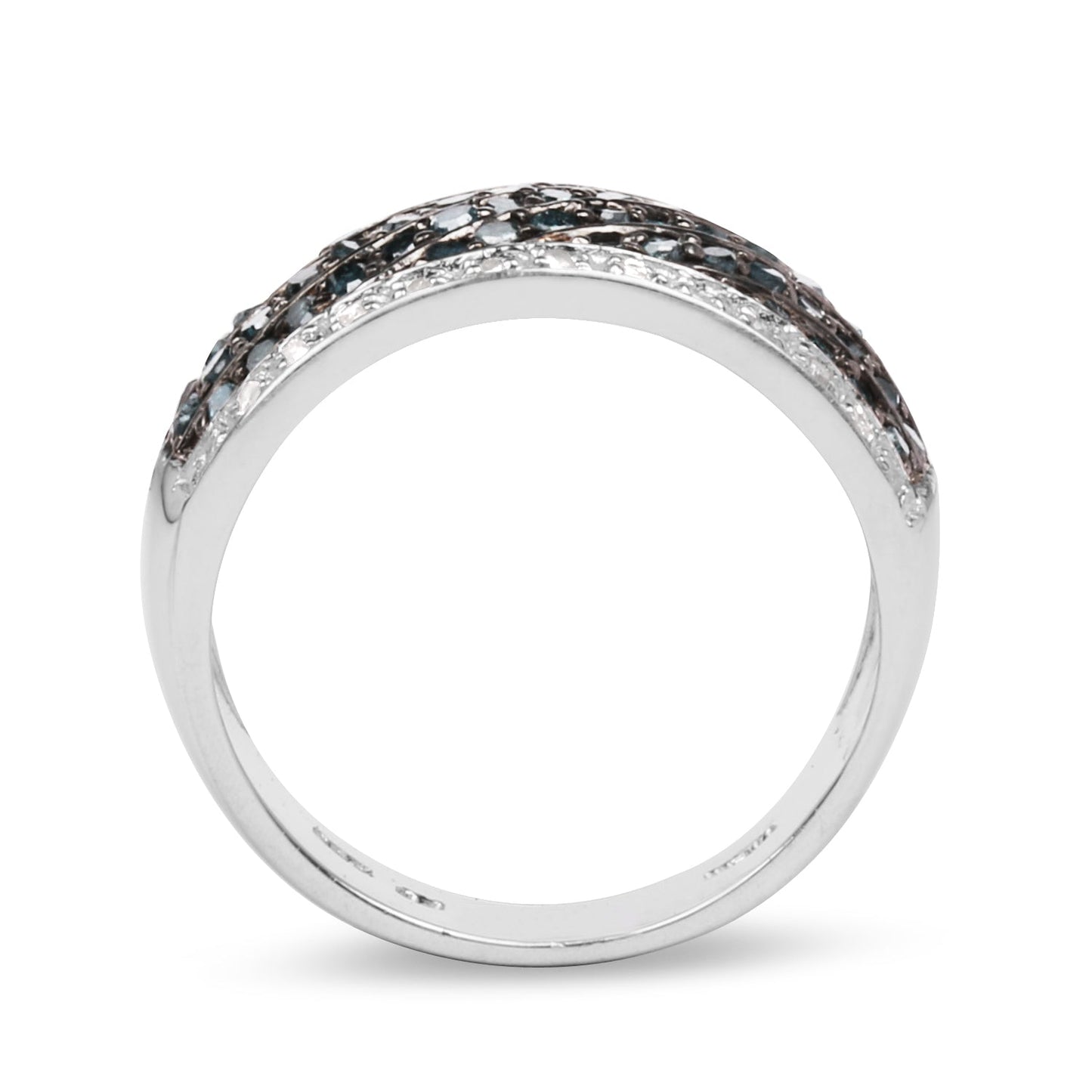 0.80 Carat Genuine Blue Diamond and White Diamond .925 Sterling Silver Ring Bids.com