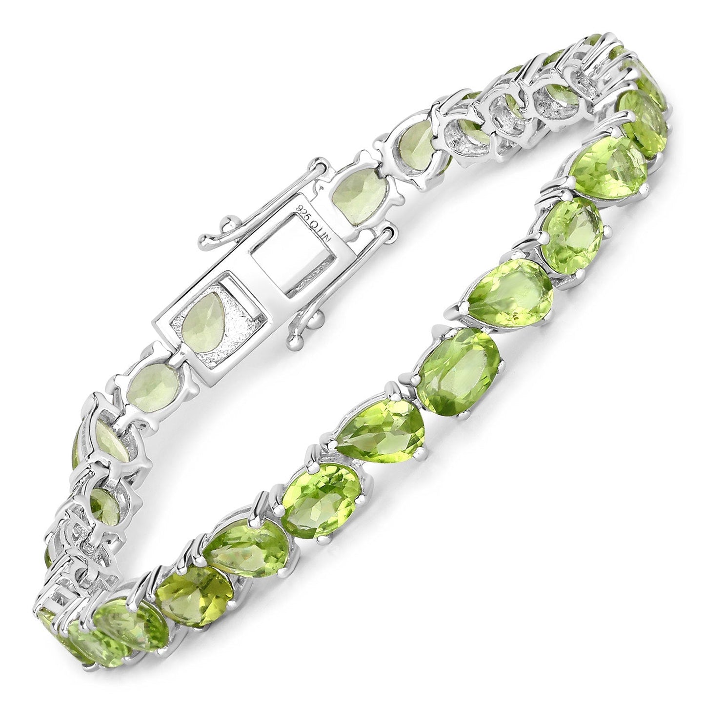 21.37 Carat Genuine Peridot .925 Sterling Silver Bracelet Bids.com