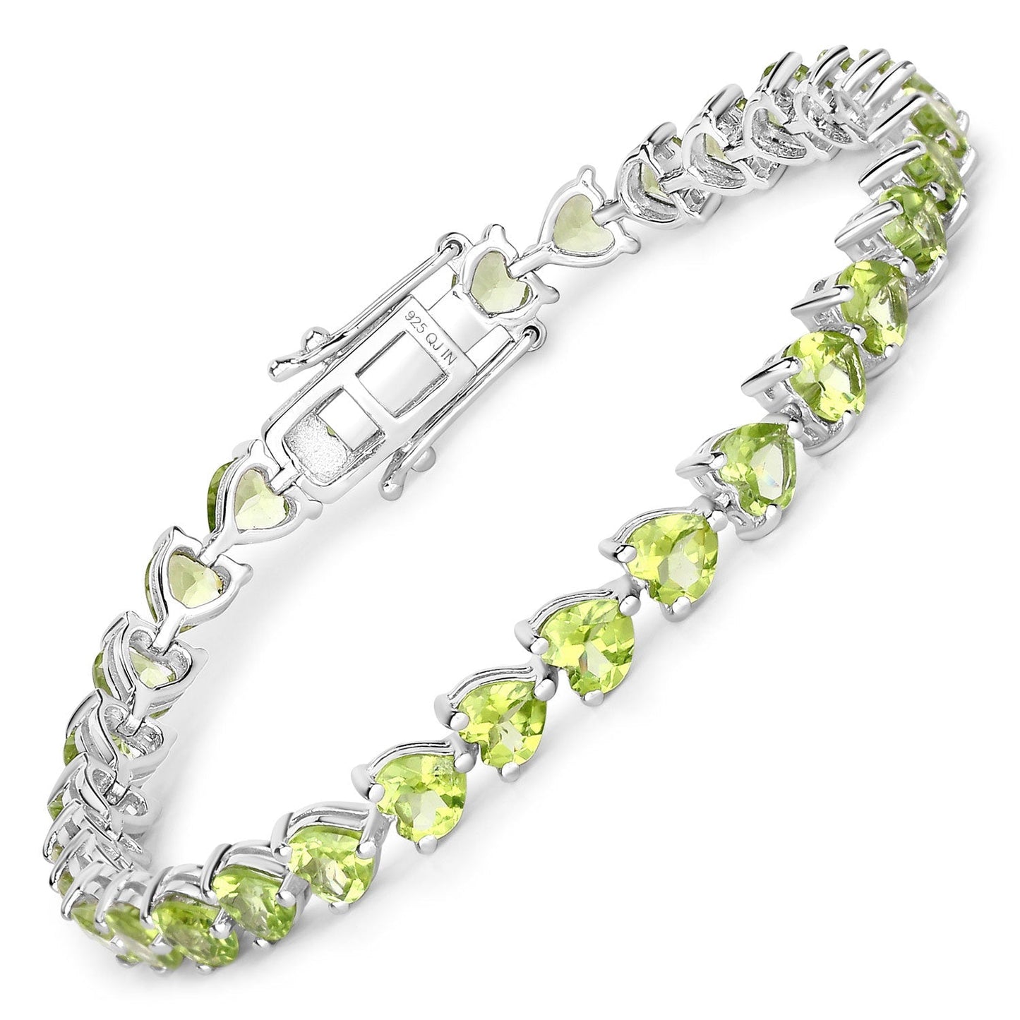 13.64 Carat Genuine Peridot .925 Sterling Silver Bracelet Bids.com