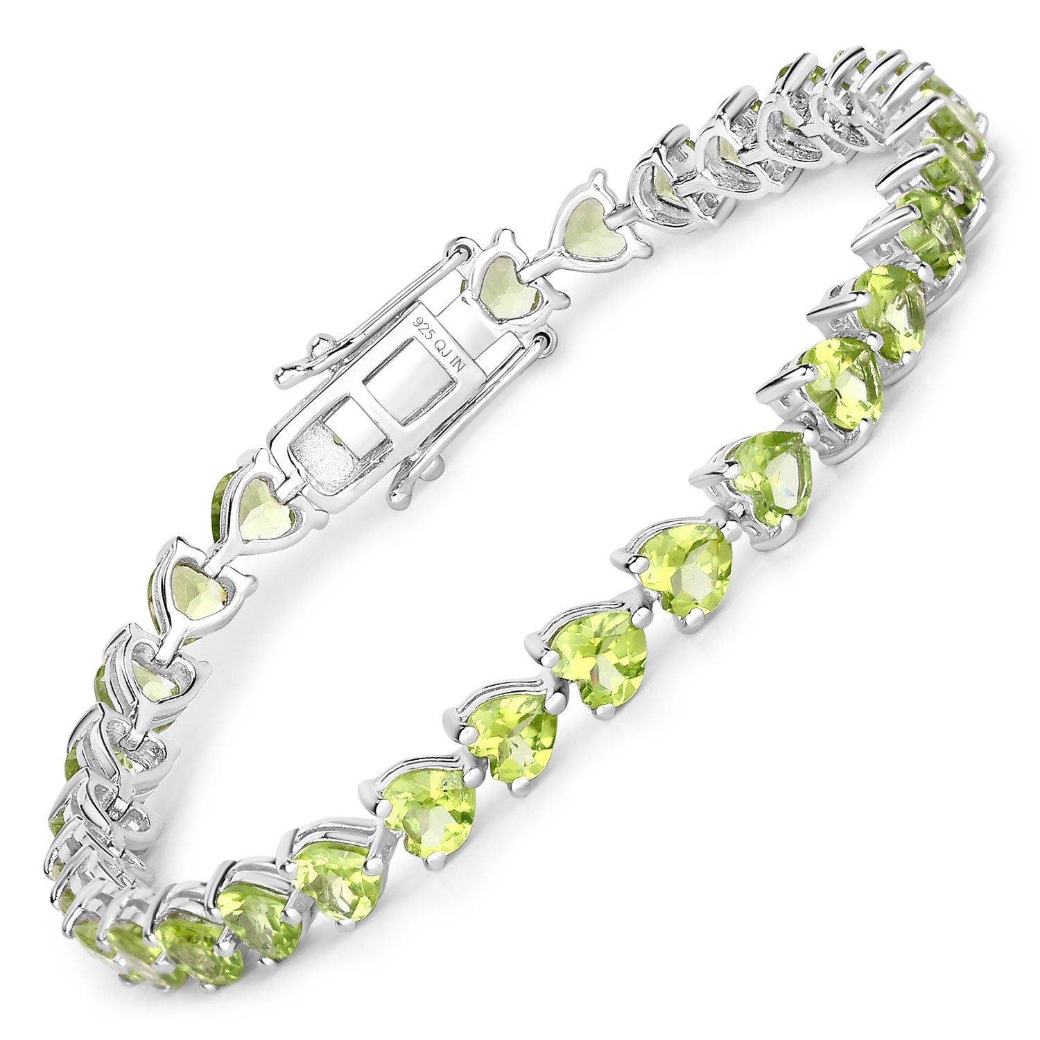 13.64 Carat Genuine Peridot .925 Sterling Silver Bracelet Bids.com