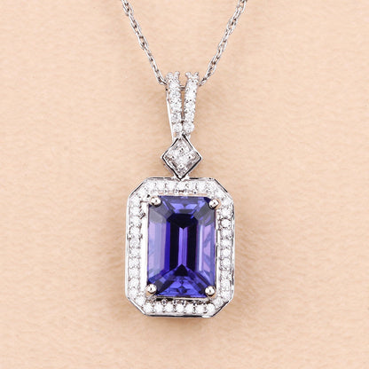 2.56 Carat Genuine Tanzanite and White Diamond 14K White Gold Pendant Bids.com