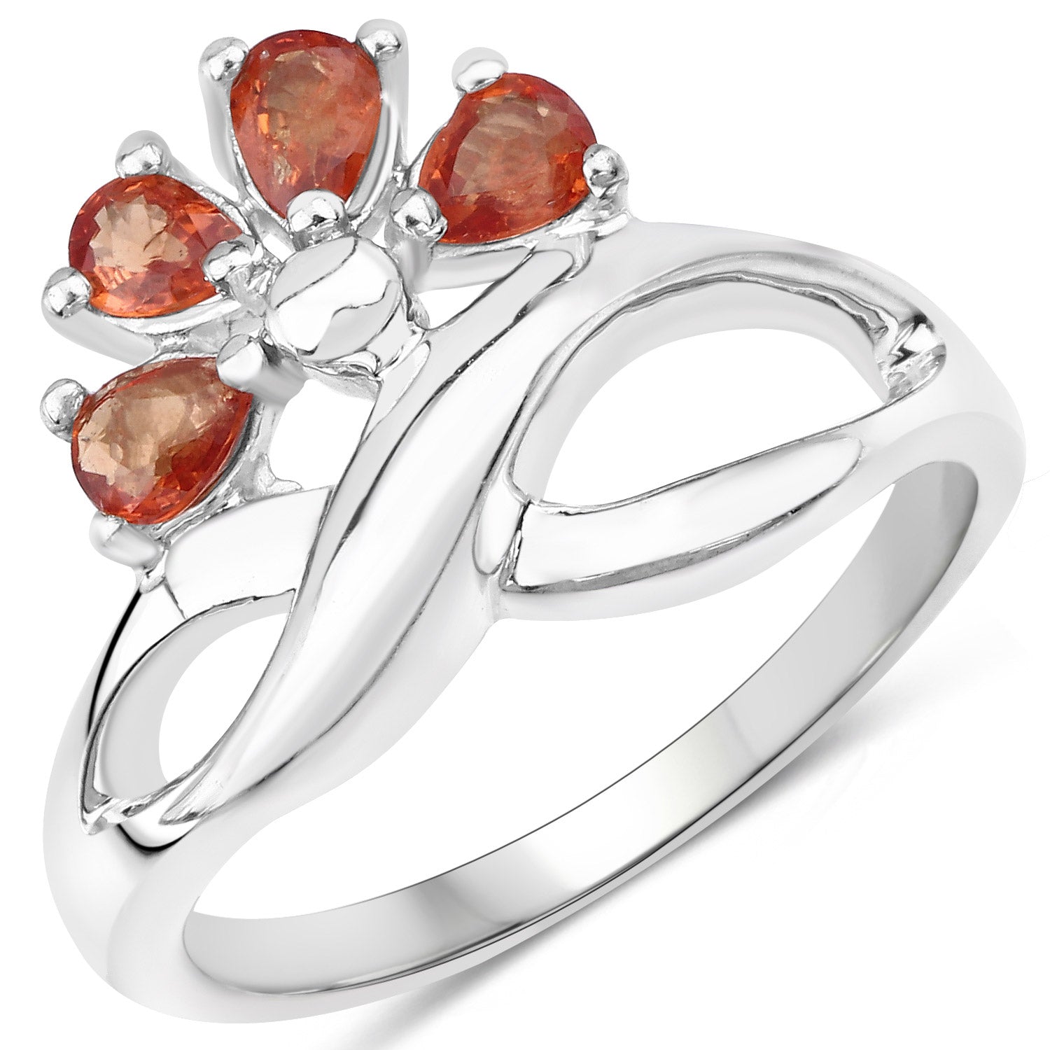 1.68 Carat Genuine Orange Sapphire .925 Sterling Silver Ring Bids.com